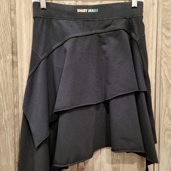 DKNY Black Cotton Knit Asymmetrical Skirt - Picture 4 of 5